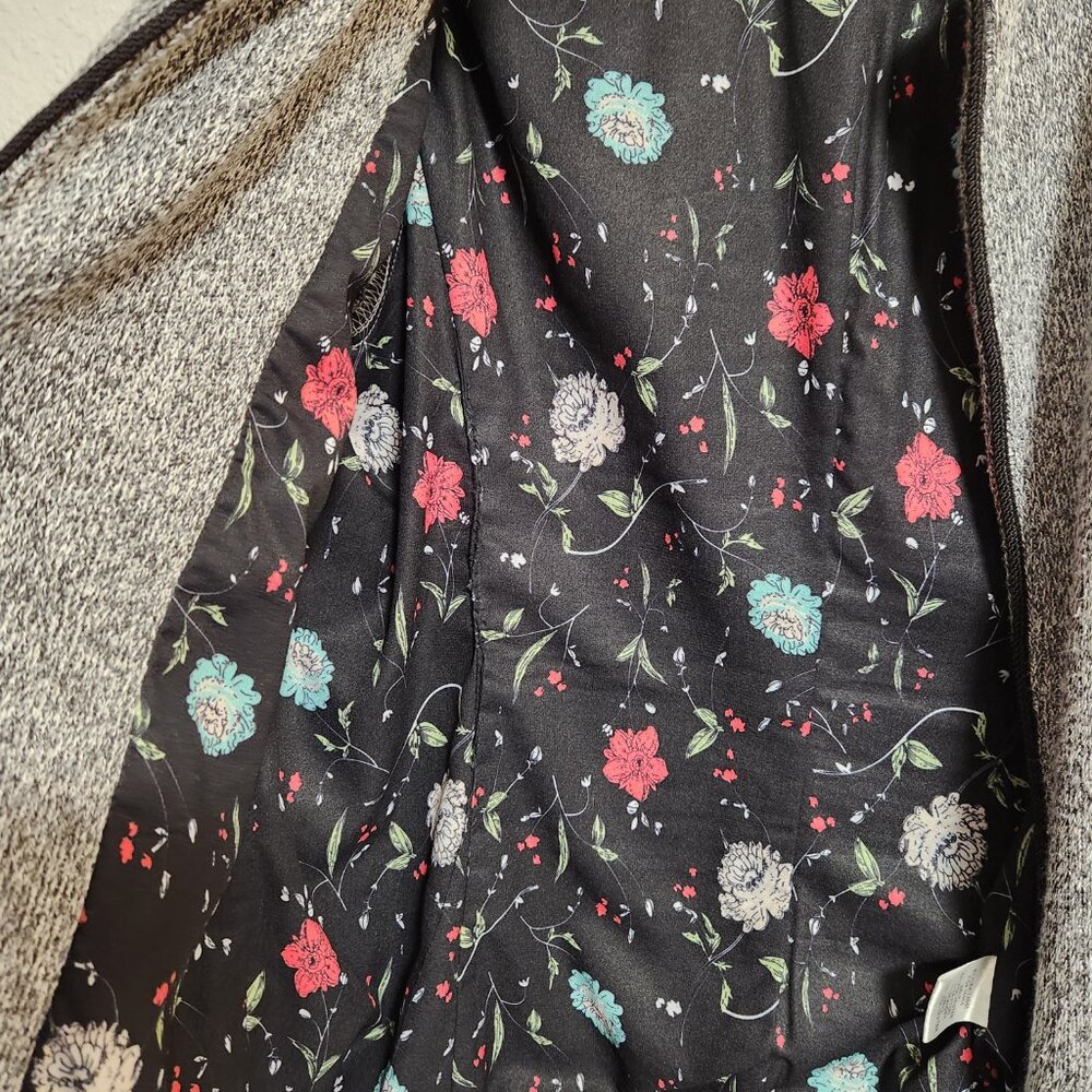 Skies Are Blue Alanna Textured Knit Blazer Heather Grey Black Floral Lining Medi - Picture 7 of 11